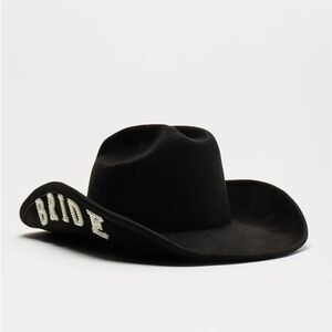 Black Vegan Suede “Bride” Western Fedora Hat